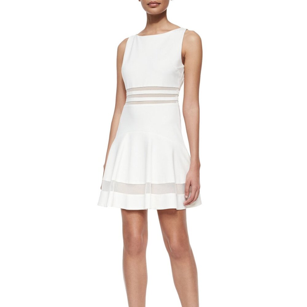 Erin Fetherston Tessa Sleeveless Mesh-Striped Flounce‎ Dress